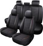 Full Set Universal Car Seat Covers 5 Pieces Waterproof Nappa Leather Auto Protectors