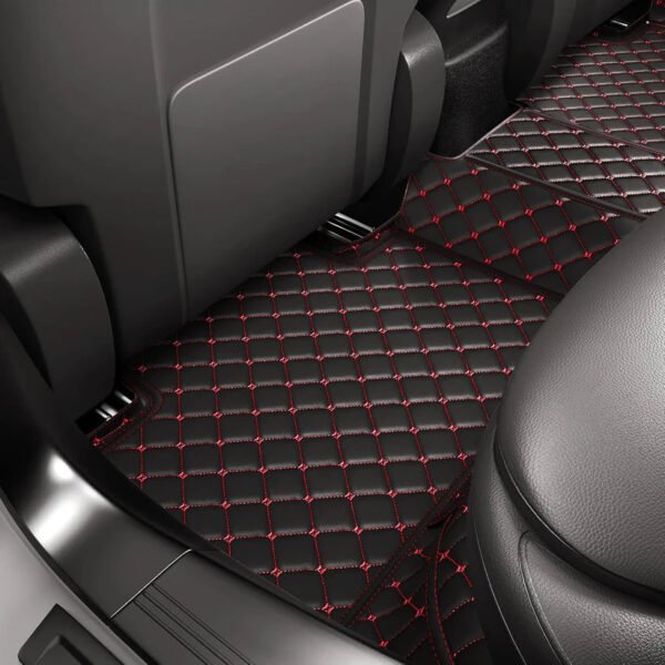 BLACK & RED DIAMOND STITCHING LUXURY CAR MATS