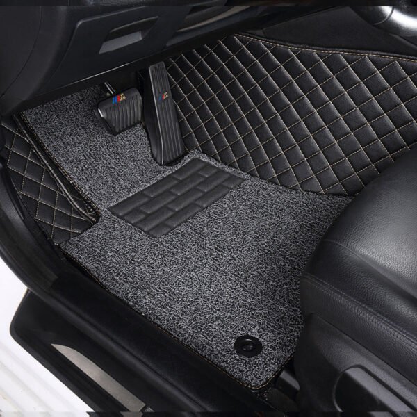 CUSTOMIZED DOUBLE-LAYER BLACK BASE WITH GRAY LOOP PILE CAR MATS