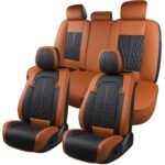 Car Seat Covers Full Set Nappa Leather Car Seat Cushion Seat Covers for Cars Universal Fit for Most Cars