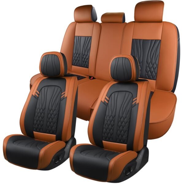 Car Seat Covers Full Set Nappa Leather Car Seat Cushion Seat Covers for Cars Universal Fit for Most Cars