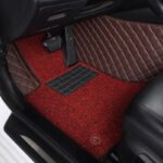CUSTOMIZED DOUBLE-LAYER COFFEE BASE WITH RED LOOP PILE CAR MATS
