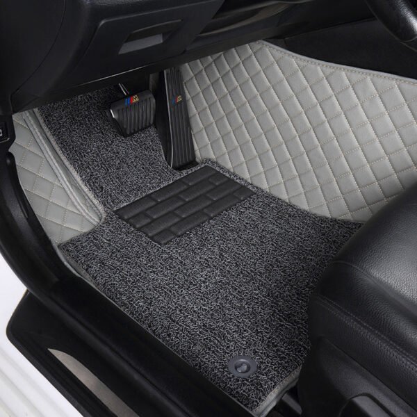 CUSTOMIZED DOUBLE-LAYER LIGHT GREY BASE WITH GREY LOOP PILE CAR MATS
