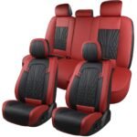 Car Seat Covers Full Set Nappa Leather Car Seat Cushion Seat Covers for Cars Universal Fit for Most Cars