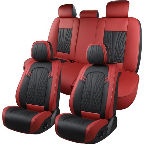 Car Seat Covers Full Set Nappa Leather Car Seat Cushion Seat Covers for Cars Universal Fit for Most Cars