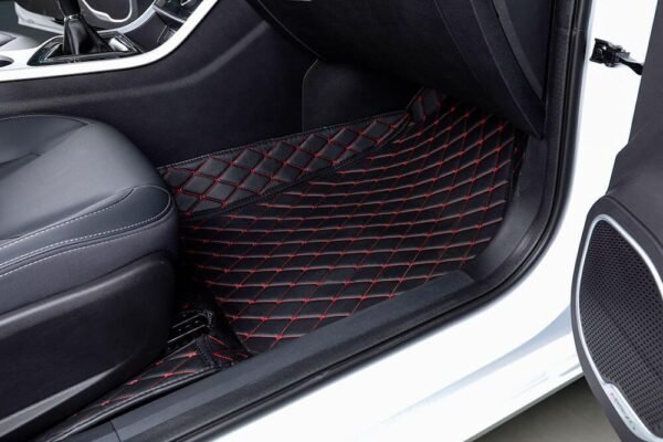 BLACK & RED DIAMOND STITCHING LUXURY CAR MATS
